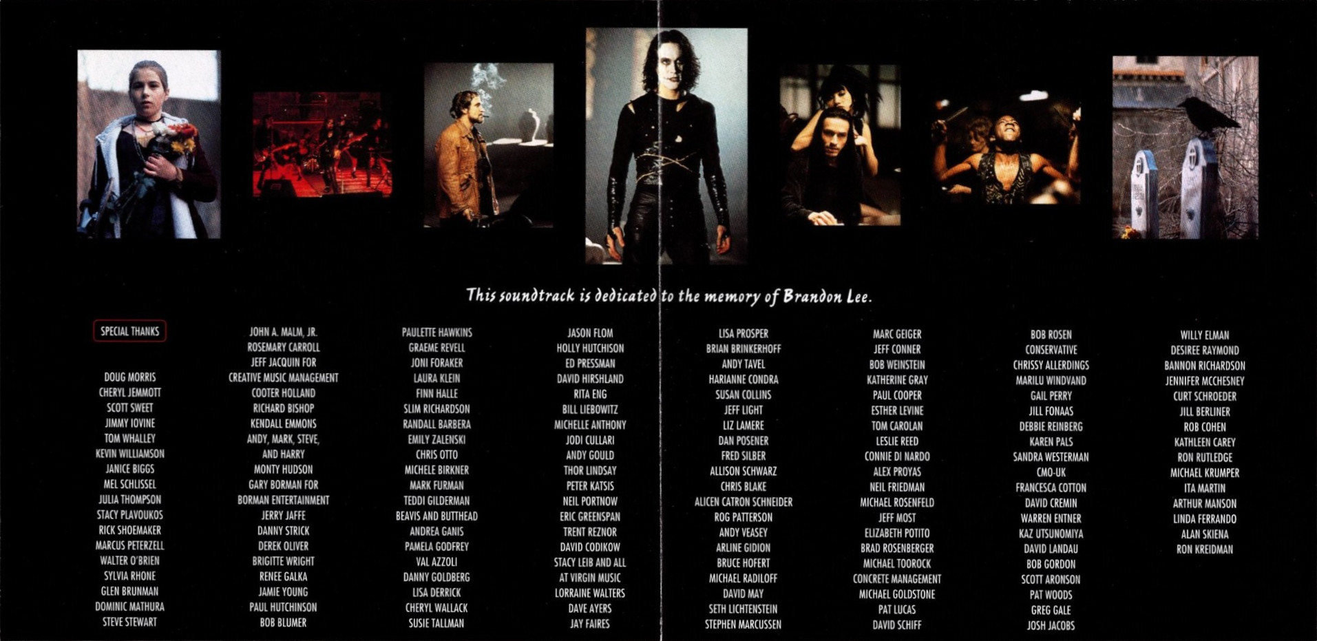 the crow soundtrack booklet pages 3 and 4